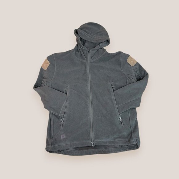 DEWBU Men's Polar Fleece Hoodie Jacket With Patches & Full Zip - Picture 1 of 10